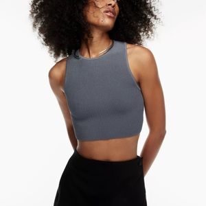 Aritzia Sculpt Knit Racer Cropped Tank in Echo Grey